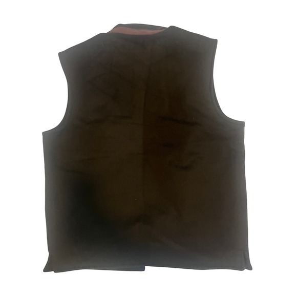 TRIENT Mens Dark Olive Suede Leather Trim Zip Up Vest Large L - Picture 5 of 6